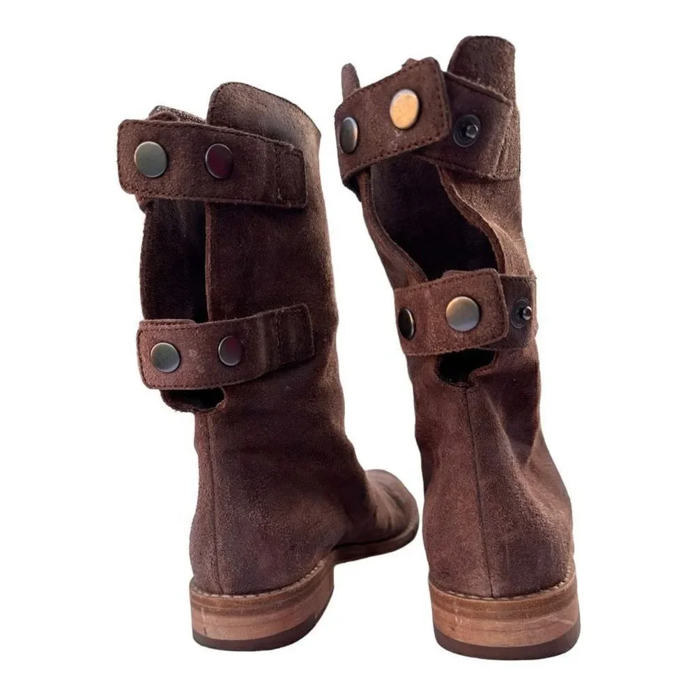 Eileen fisher all leather snap back convertible boots women’s size 5 brown